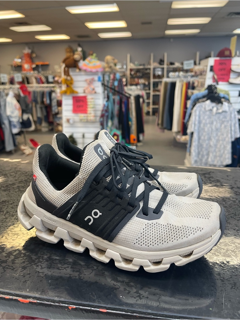 On Running Women's Cloud Sneakers in Light Gray and Black